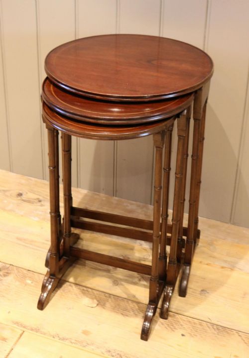 Circular Mahogany Nest of Three Tables