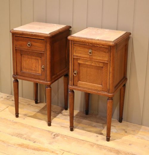 Pair of French Oak Bedside Cabinets