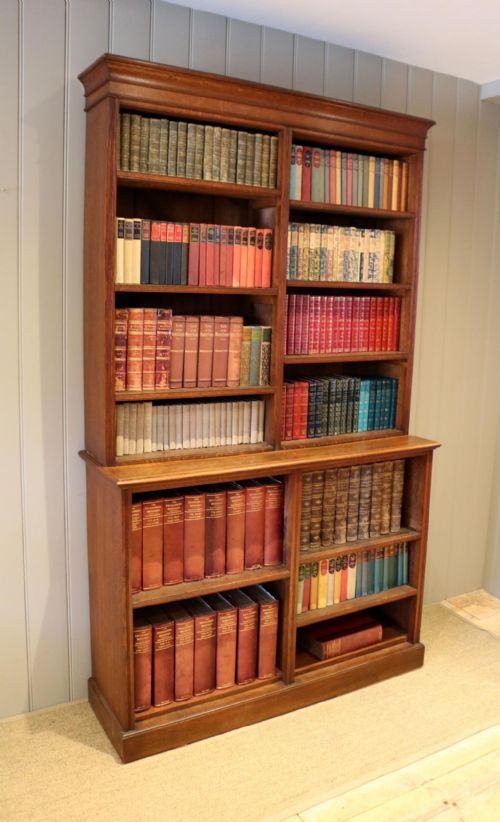 Solid Oak Open Cabinet Bookcase