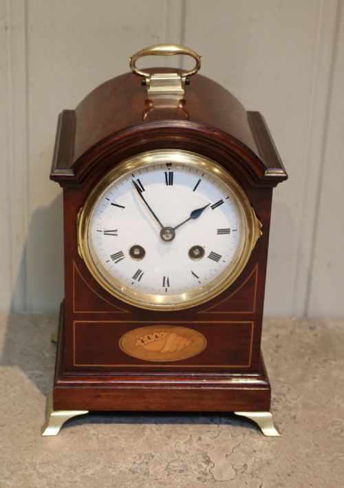 Small Mahogany & Inlay Mantel Clock