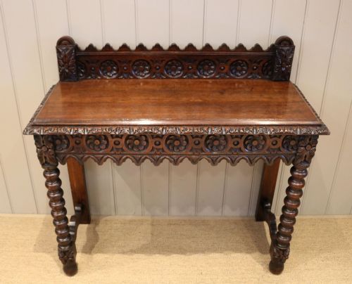 Carved Dark Oak Hall Table