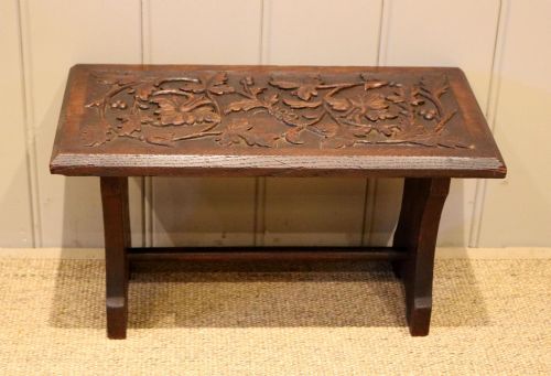 Late 19th Cenury Carved Oak Stool