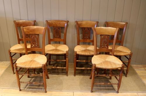 Set of Six Cherry Wood Dining Chairs
