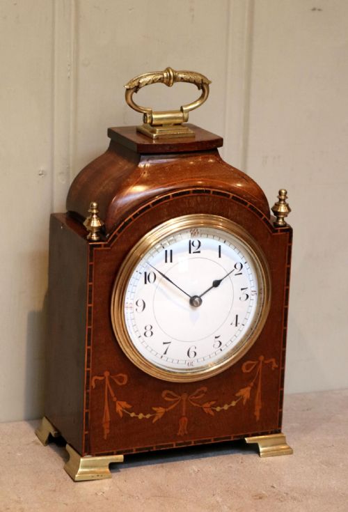 fig 1. Edwardian Mahogany And Inlay Timepiece Mantel Clock
