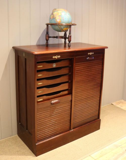 Mahogany Double Tambour Front Filing Cabinet