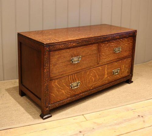fig 1. Low Oak Chest Of Drawers