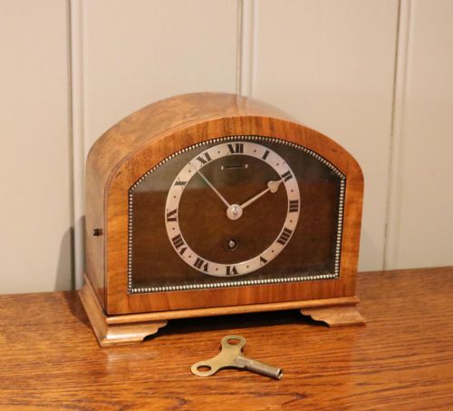 fig 1. Burr Walnut Arch Top Mantel Clock