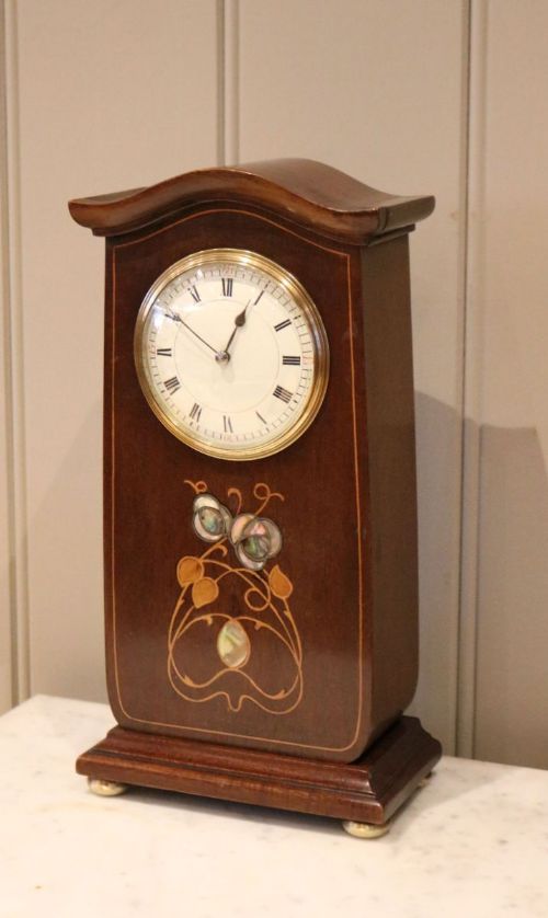 fig 1. Art Nouveau Mahogany Mantel Clock