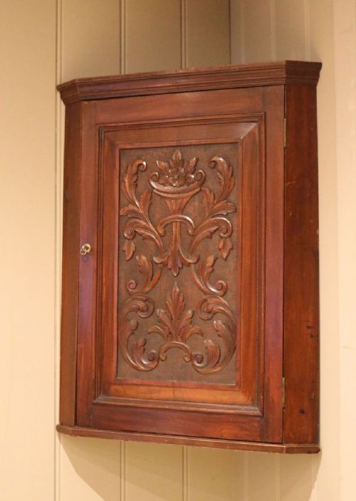 Carved Walnut Wall Cabinet