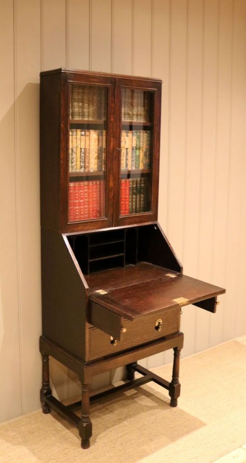 Small Proportioned Dark Oak Heals Bureau Bookcase