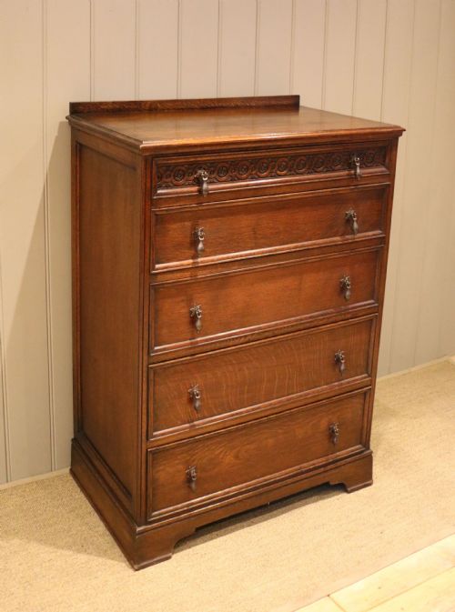 Tall Solid Oak Chest of Drawers
