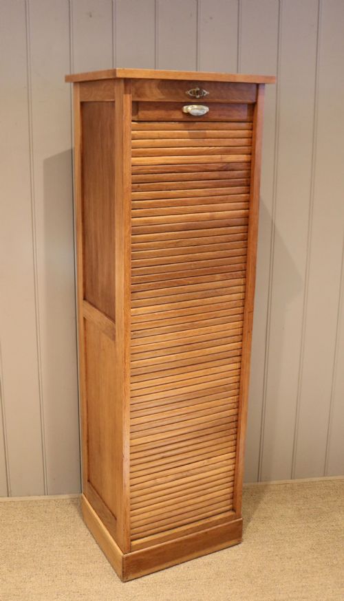 Single Oak Tambour Front Filing Cabinet