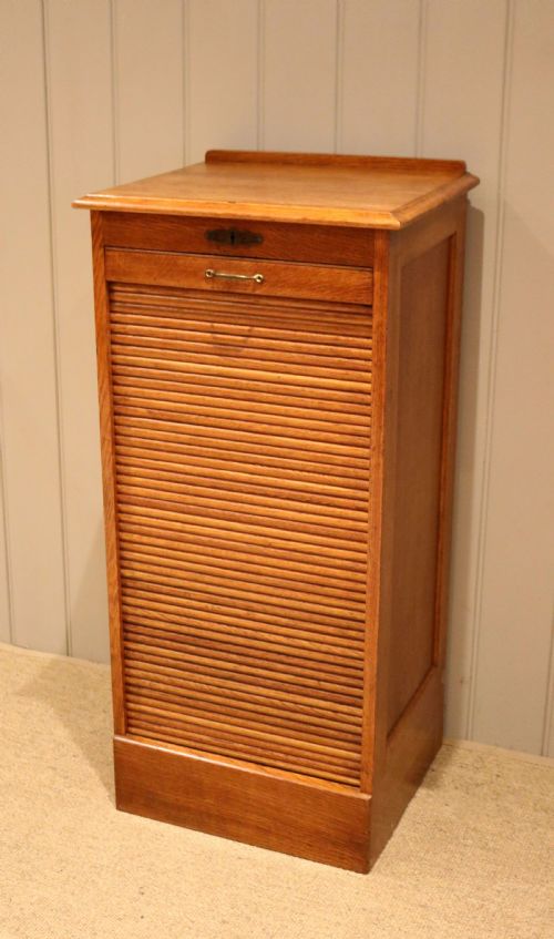 Oak Tambour Front Filing Cabinet
