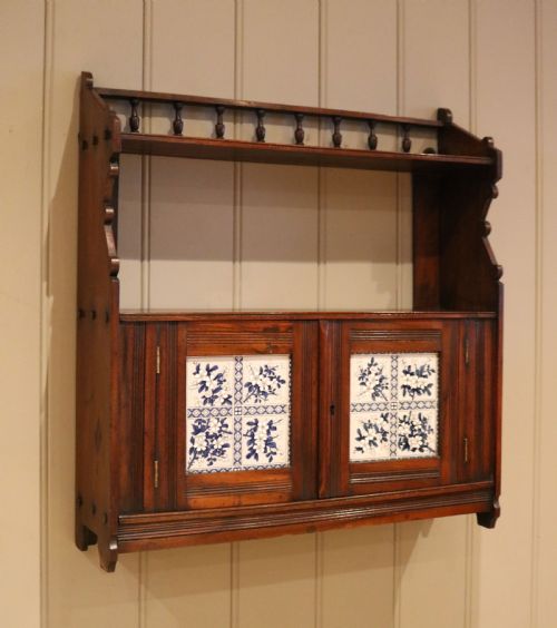 Victorian Mahogany Tiled Front Wall Cabinet