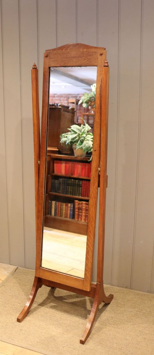 Arts & Crafts Oak Cheval Mirror