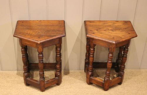 Pair of French Oak Pegged Tables