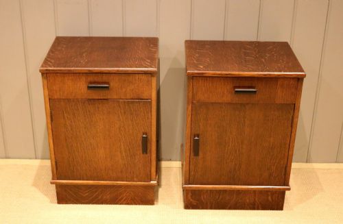 Pair of Oak Art Deco Bedside Cabinets