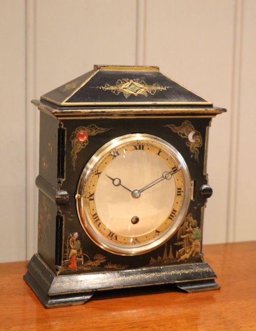 Black Chinioiserie Mantel Clock