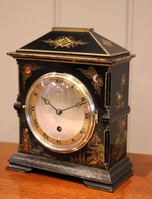 fig 1. Black Chinioiserie Mantel Clock