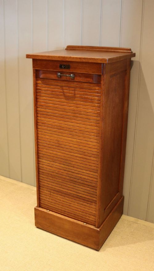 Oak Tambour Front Filing Cabinet