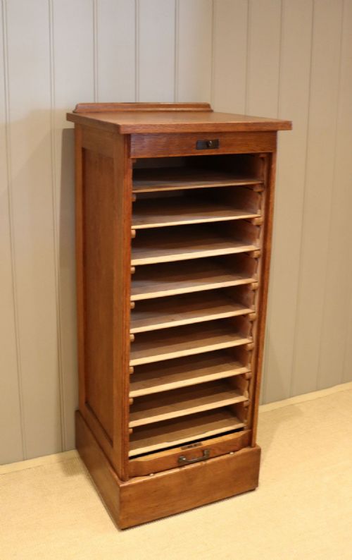 fig 1. Oak Tambour Front Filing Cabinet