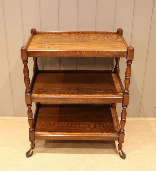 Three Tier Oak Tea / Drinks Trolley