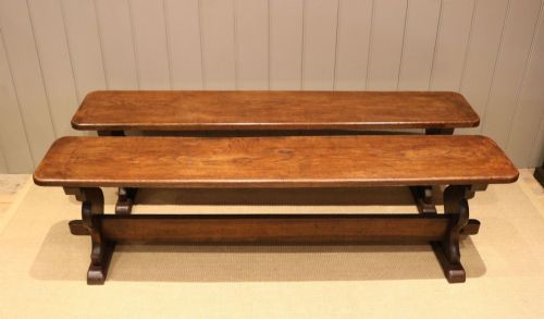 Pair of Solid Oak Benches