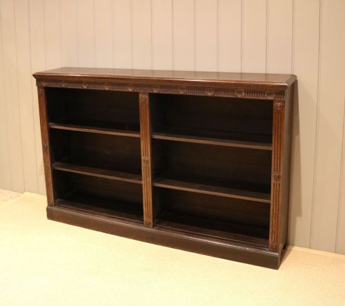 fig 1. Long Low Solid Oak Open Double Bookcase