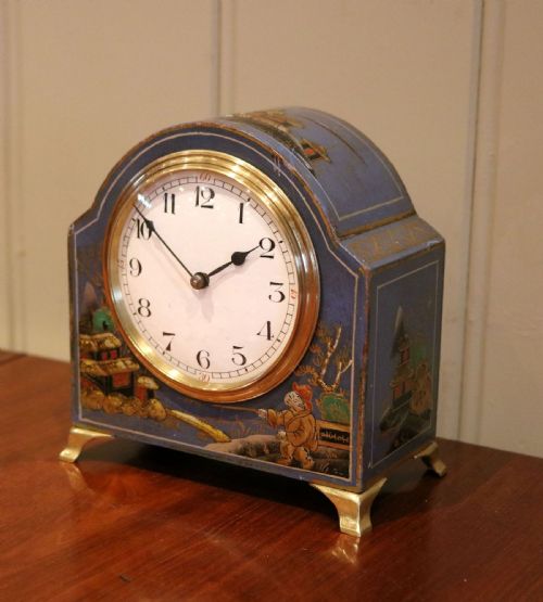 Small Blue Chinoiserie Mantel Clock