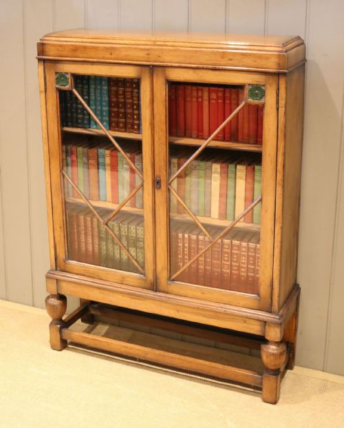 Oak Art Deco Glazed Bookcase
