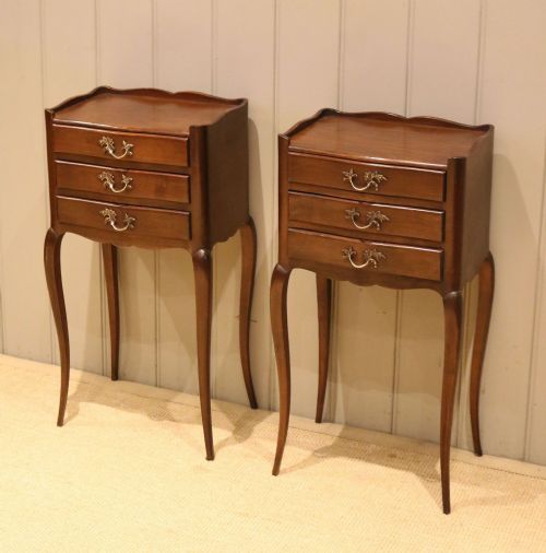 Pair of French Cherry Wood Bedside Cabinets