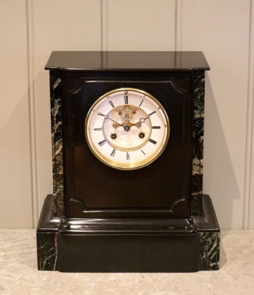 fig 1. Polished Slate Visible Escapement Mantel Clock