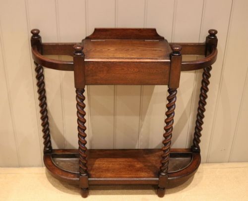 Oak Bow Front Umbrella Stand