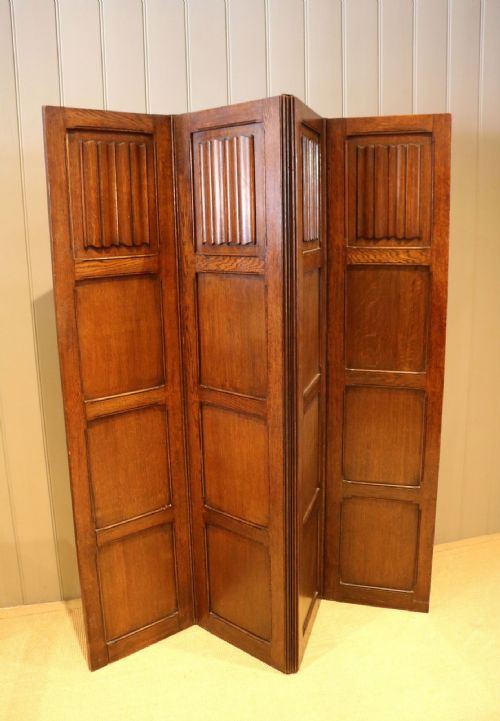Solid Oak Four Panel Screen