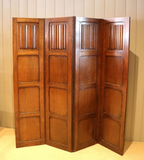 fig 1. Solid Oak Four Panel Screen