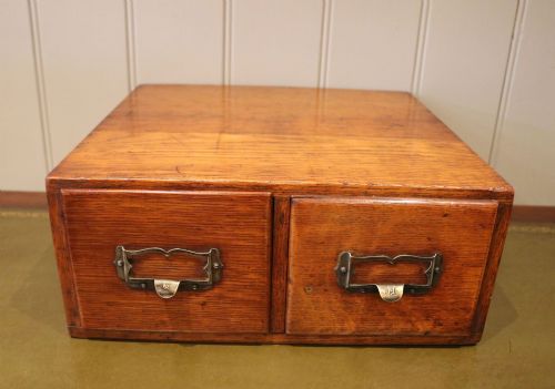 Golden Oak Two Drawer Table Top Filing Cabinet