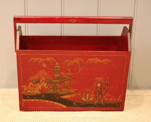fig 1. Red Lacquered Chinoiserie Magazine Rack