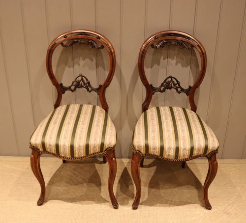 fig 1. Pair Of Victorian Walnut Balloon Back Chairs