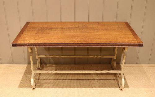 French Oak & Wrought Iron Table