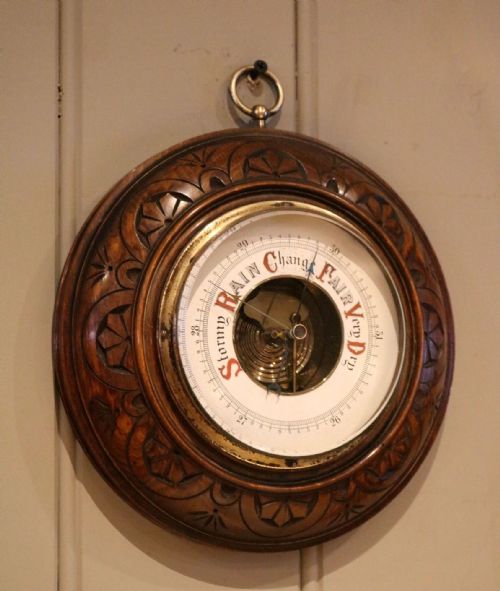 CIRCULAR BEECHWOOD BAROMETER - ADDITIONAL PHOTO 1