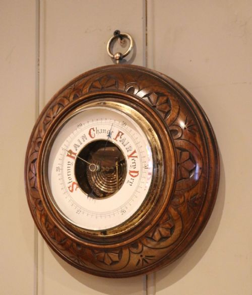 CIRCULAR BEECHWOOD BAROMETER - ADDITIONAL PHOTO 3