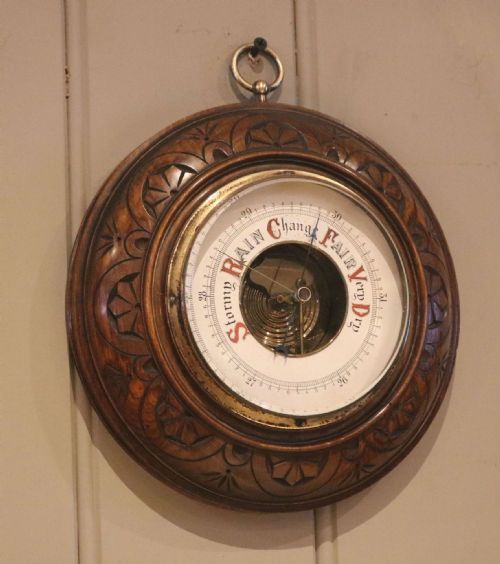 CIRCULAR BEECHWOOD BAROMETER - ADDITIONAL PHOTO 4