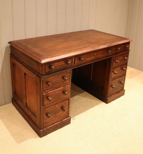 Rustic Pitch Pine Pedestal Desk