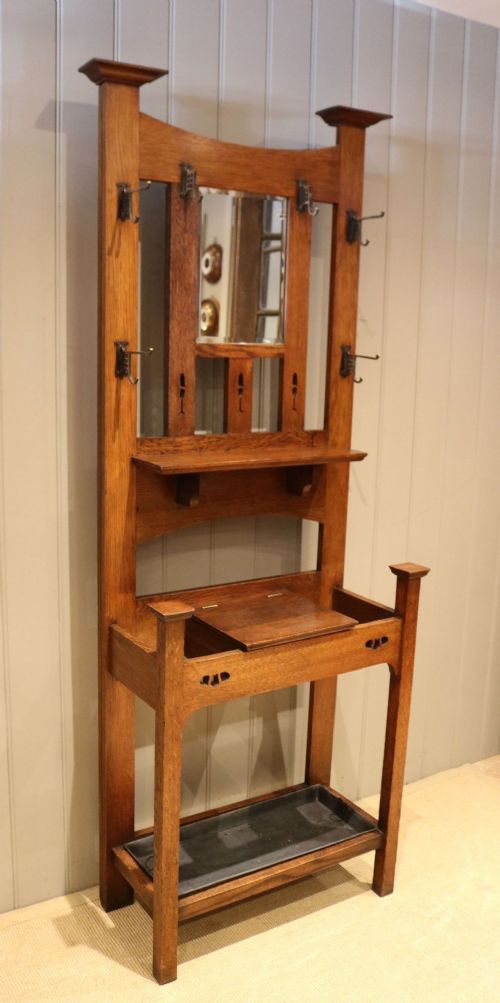 fig 1. Arts & Crafts Oak Hall Stand