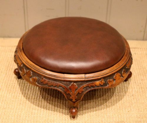 fig 1. Victorian Carved Walnut Foot Stool