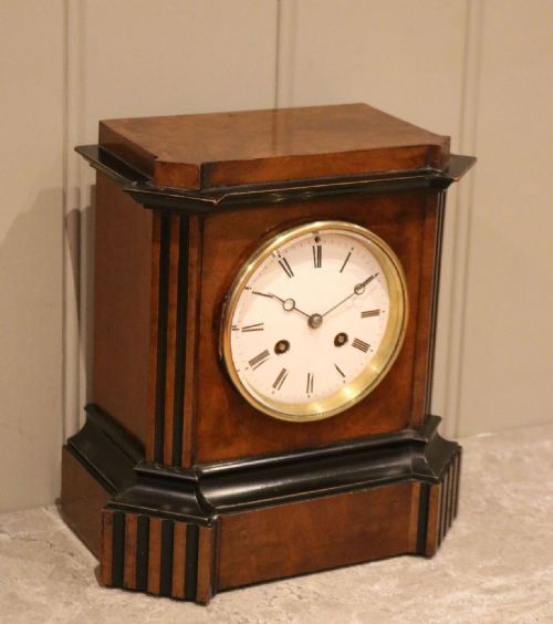 fig 2. Mid Victorian Burr Walnut & Ebonised Mantel Clock