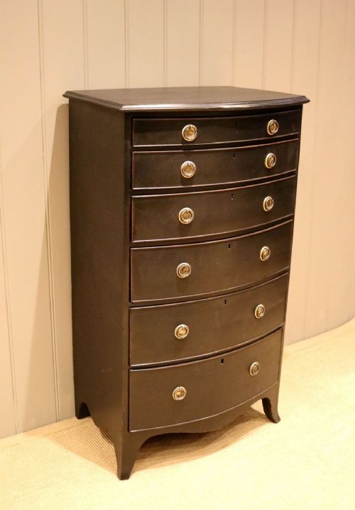 Tall Painted Bow Front Chest of Drawers