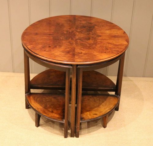 Uusual Circular Walnut Nest of Tables