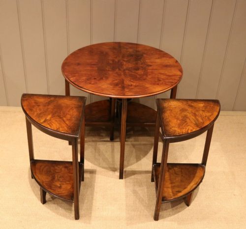 fig 1. Uusual Circular Walnut Nest Of Tables