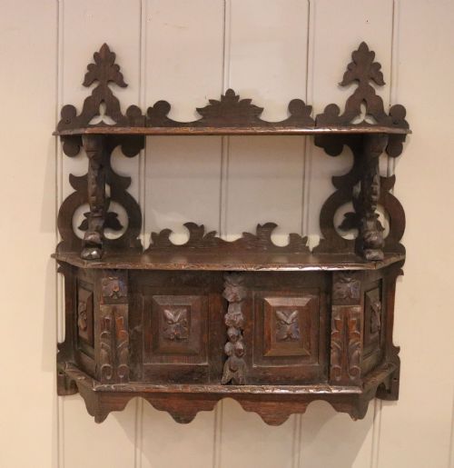 Victorian Carved Oak Wall Cabinet